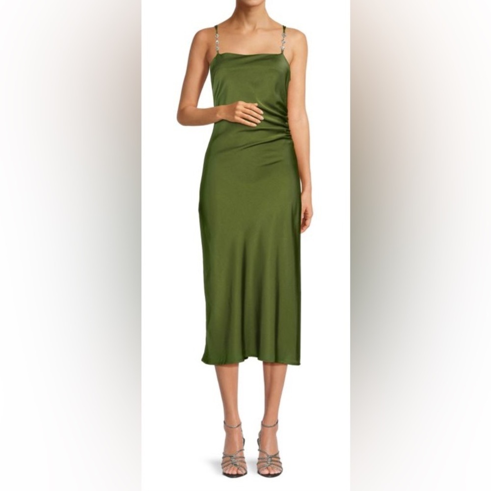NEW- KOKO + MASON
Satin Slip Dress. Olive Green. Size X-Large NWOT